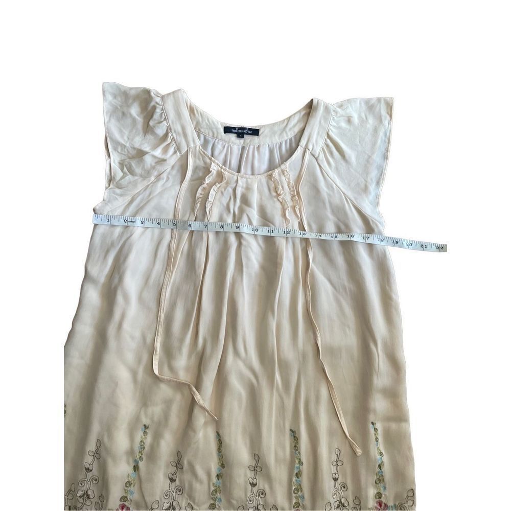 Emoressions Style Women’s Cream embroidered shift dress 100% silk size 4 - Picture 3 of 11